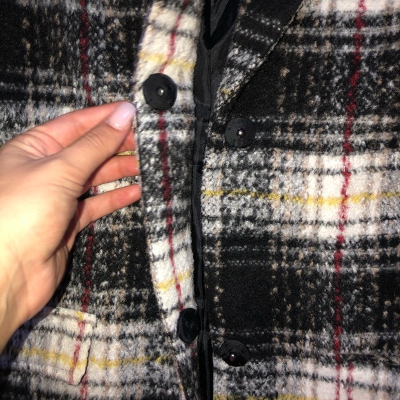 Warm Checkered Pea Coat - Picture 6 of 7